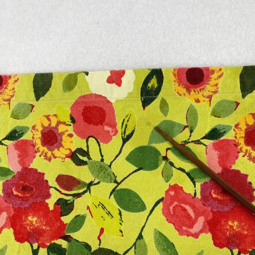 CRATE & BARREL Set of 6 Louise Placemats Floral Heavy Woven Cotton Green 14